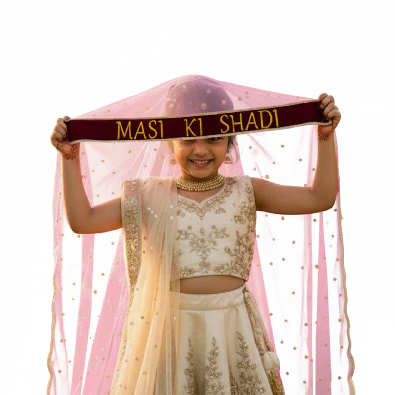 Kaevion Masi Ki Shadi Dupatta/Bua Ki Shadi Chunni/Didi Ki Shadi Odhni/ Beautiful Entry Dupatta for Kid’s