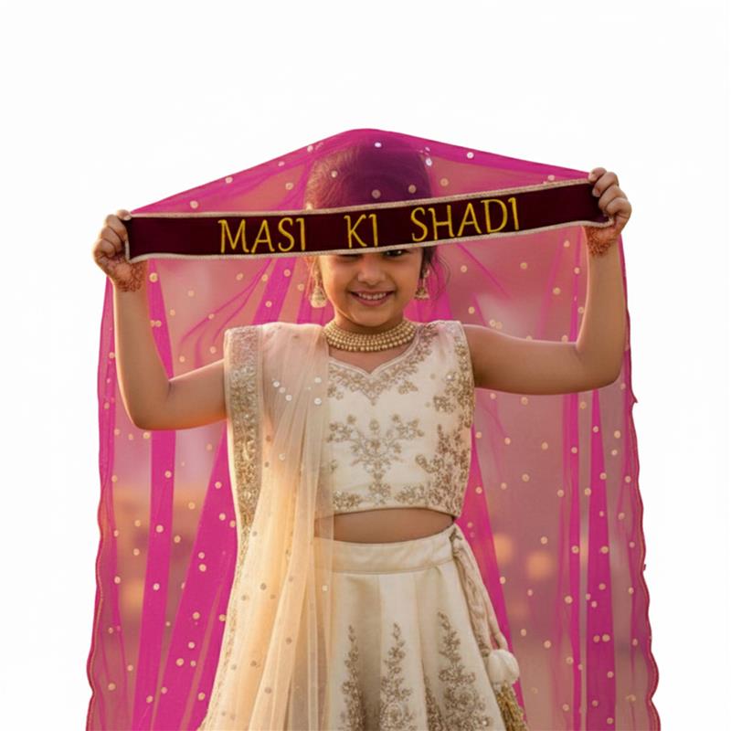 Kaevion Masi Ki Shadi Dupatta/Bua Ki Shadi Chunni/Didi Ki Shadi Odhni/ Beautiful Entry Dupatta for Kid’s