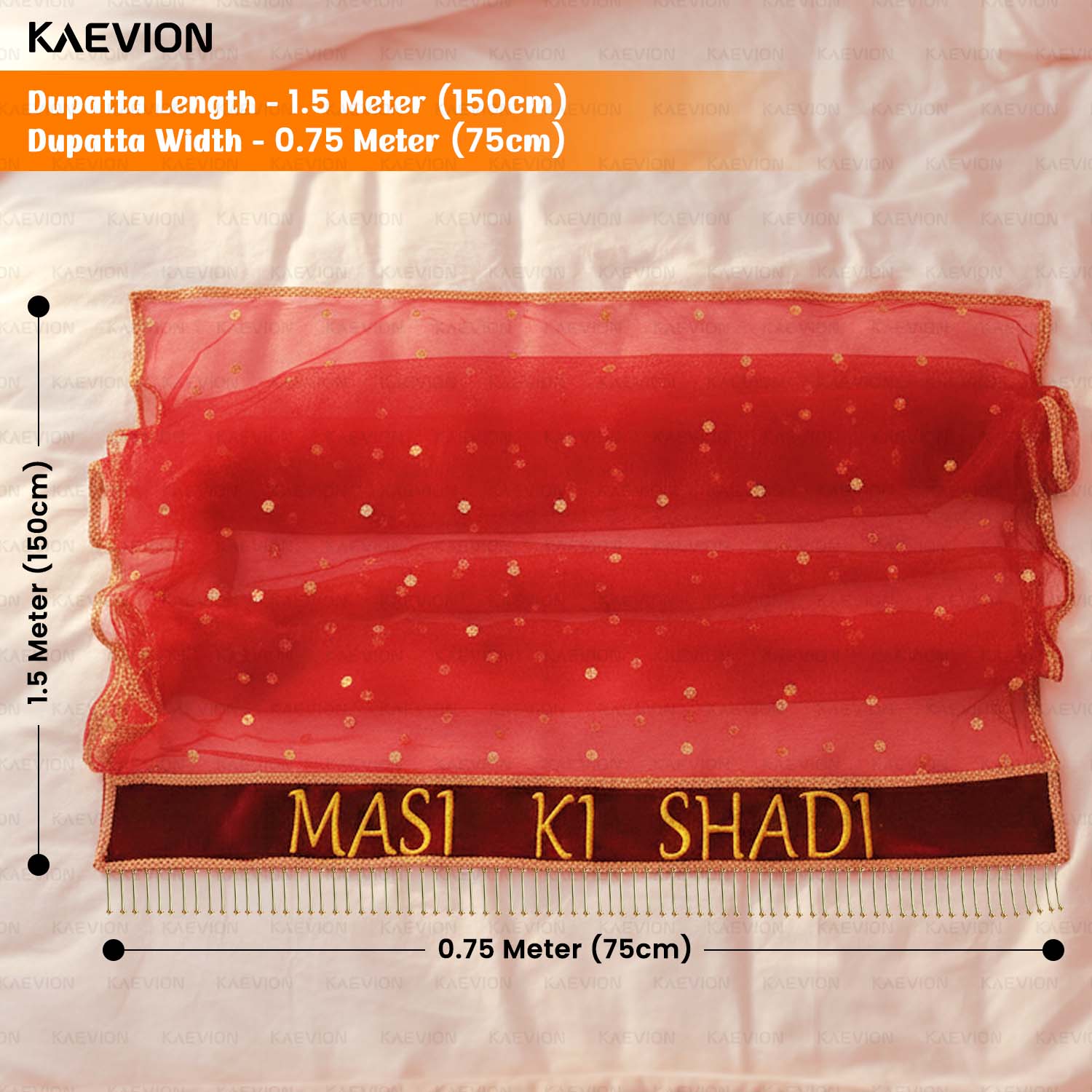 Kaevion Wedding Dupatta | Entry Dupatta with Text | Custom Name Dupatta for Children, Kid’s, 6-8 years Old Baby