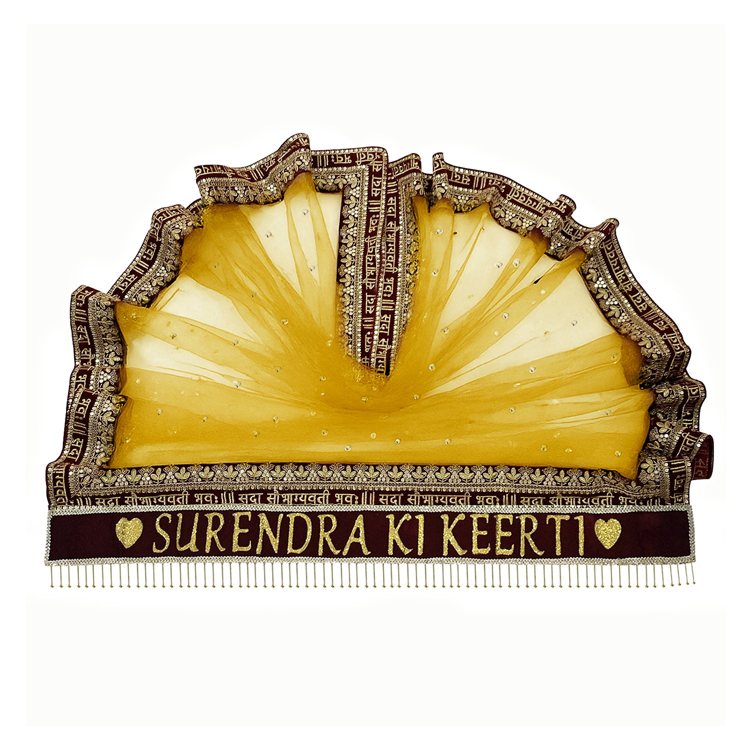 Kaevion Customized Wedding Dupatta, सदा सौभाग्यवती भवः/Sada Saubhagyawati Bhawa Pipelace Borders Dulhan Dupatta for Wedding & Reception, Matrial Functions