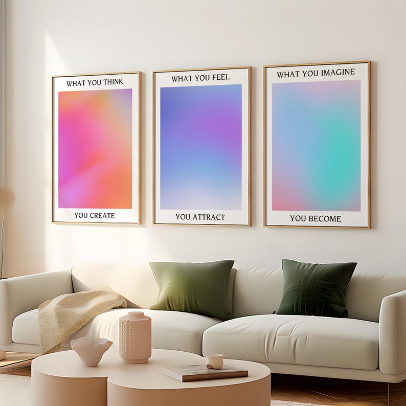 KAEVION Manifestation Positive Affirmations Wall Art Frames, Motivational Wall Hangings, Modern Wall Decorative Accessories, Positive Posters for Wall Decorations, Home, Office, Study Room, Library, Music Room, Studio - Set of 3