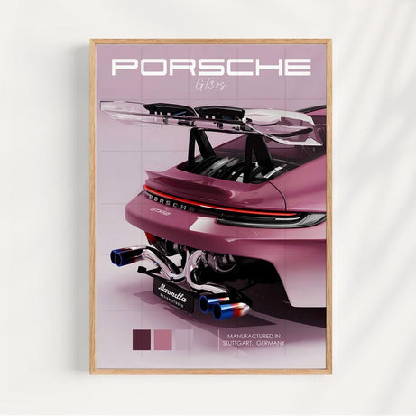 KAEVION Porsche Wall Frames | Matte Car Porsche Gift | Car Model Wall Art Decor | Framed Posters for Wall Decoration