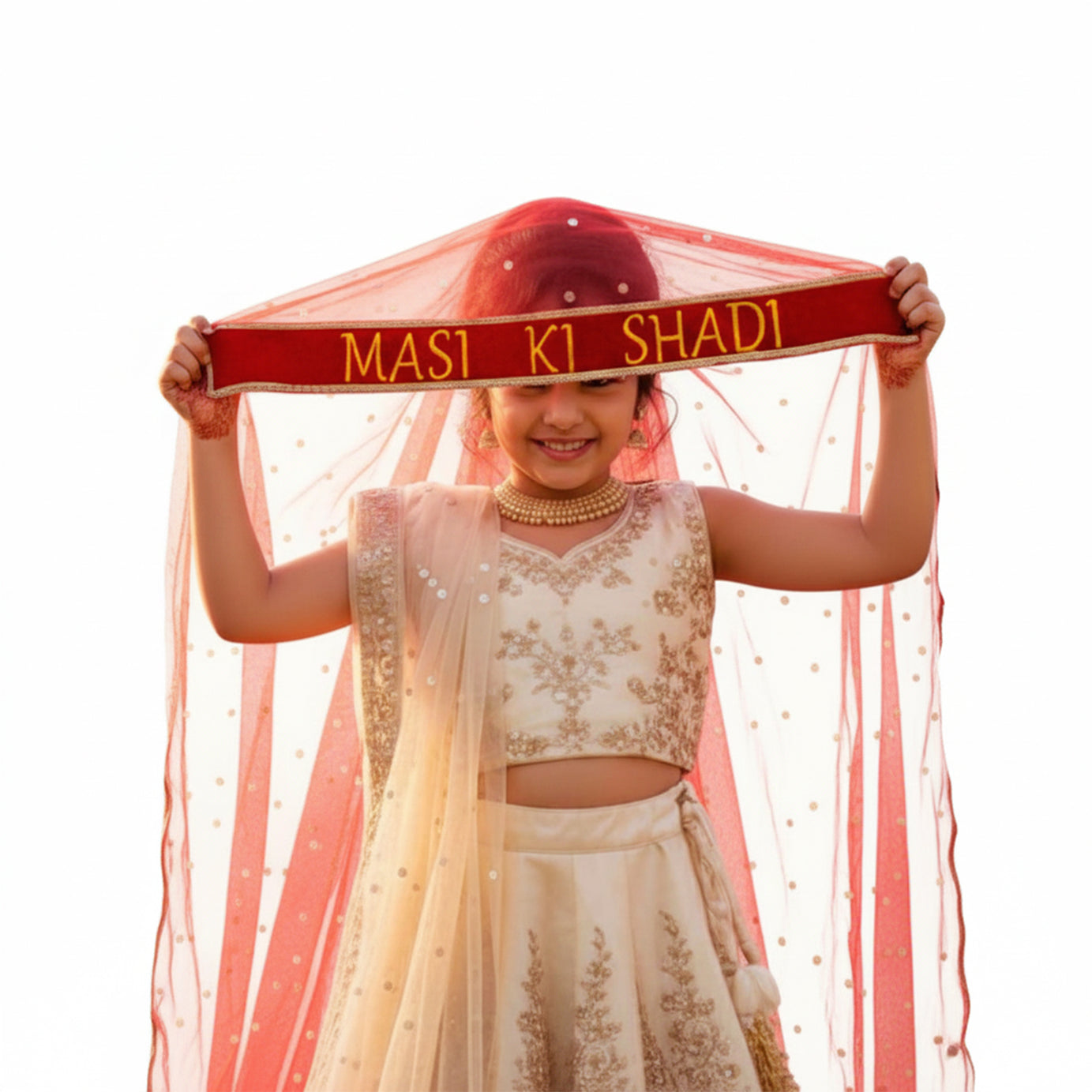 Kaevion Masi Ki Shadi Dupatta/Bua Ki Shadi Chunni/Didi Ki Shadi Odhni/ Beautiful Entry Dupatta for Kid’s