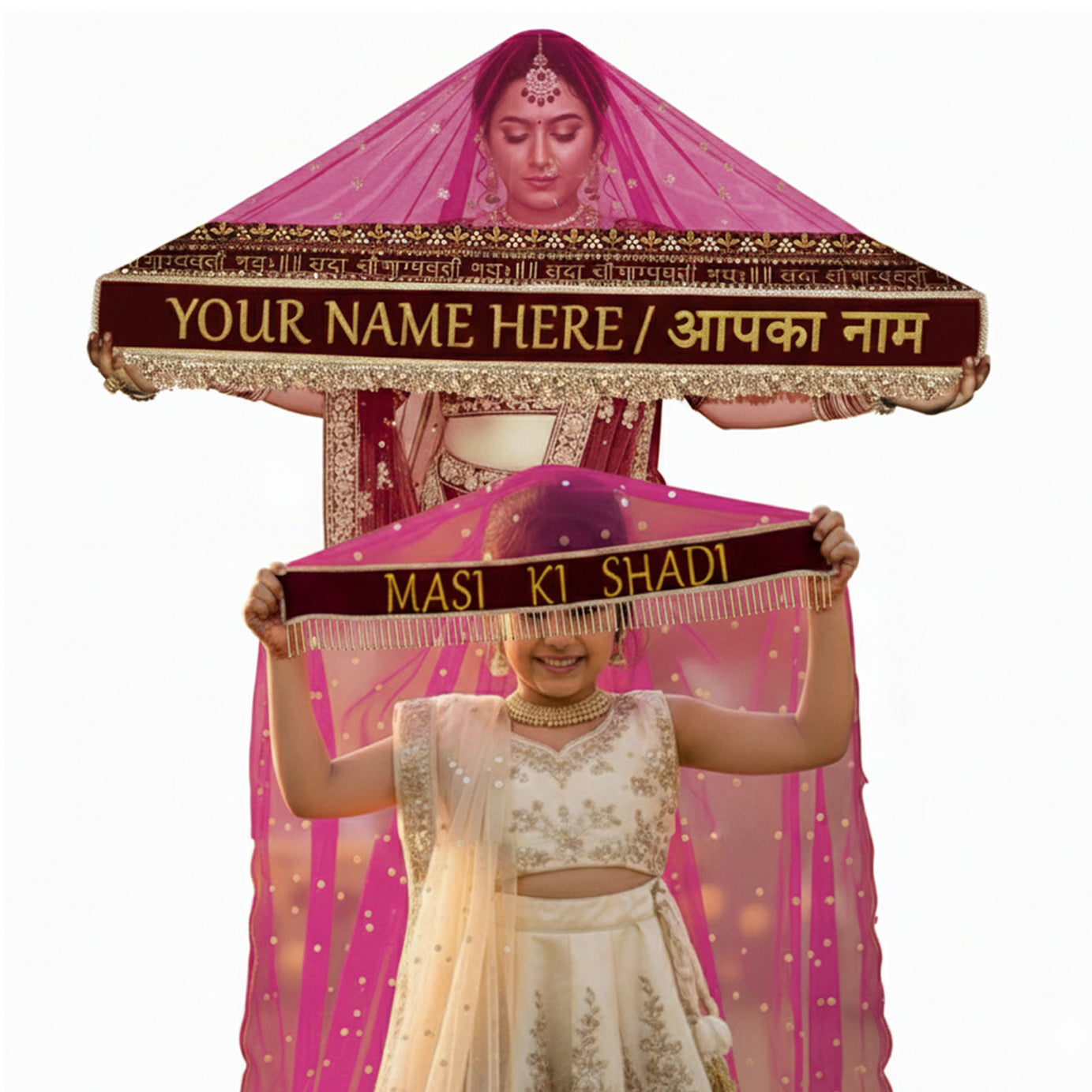 KAEVION Indian Wedding Dupattas | Customized Wedding Gift For Bride | Ethnic Sequins Embroidered Chunni & Children’s Entry Odhni