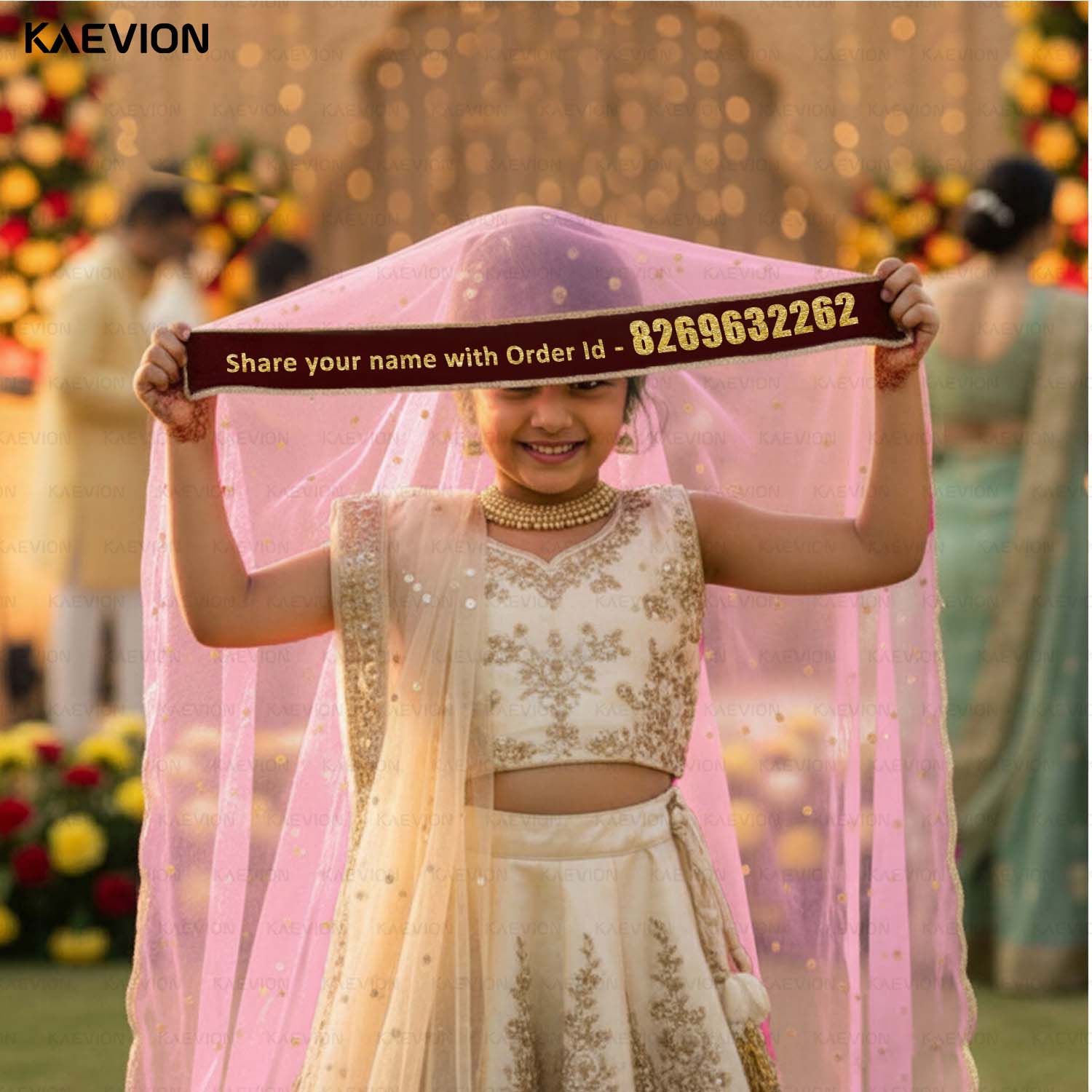 Kaevion Name Printed Dupatta | Customised Text Wedding Chunni | Bride To Be Chunri | सदा सौभाग्यवती भवः Odhni