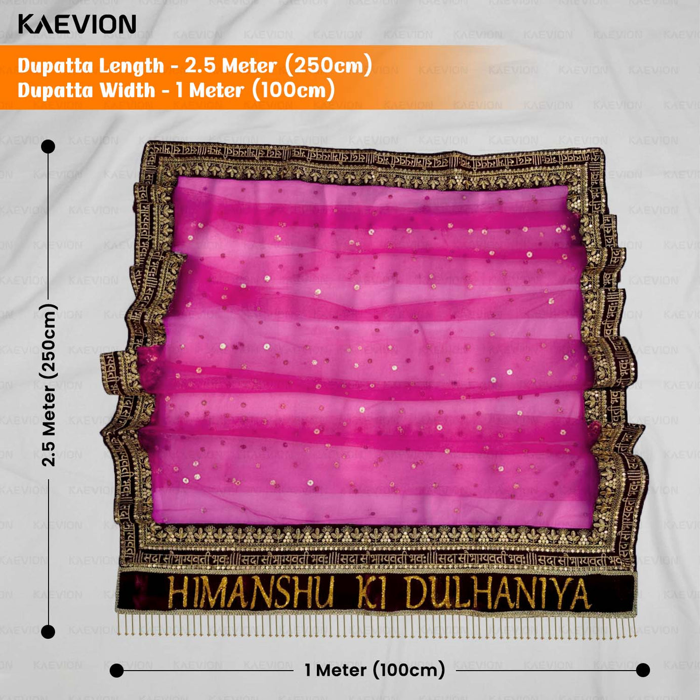 Kaevion Name Printed Sada Saubhagya Dupatta | Mausi Ki Shadi Dupatta with Bride Entry Chunni | Shaadi Entry Dupatta | मासी की शादी का दुपट्टा