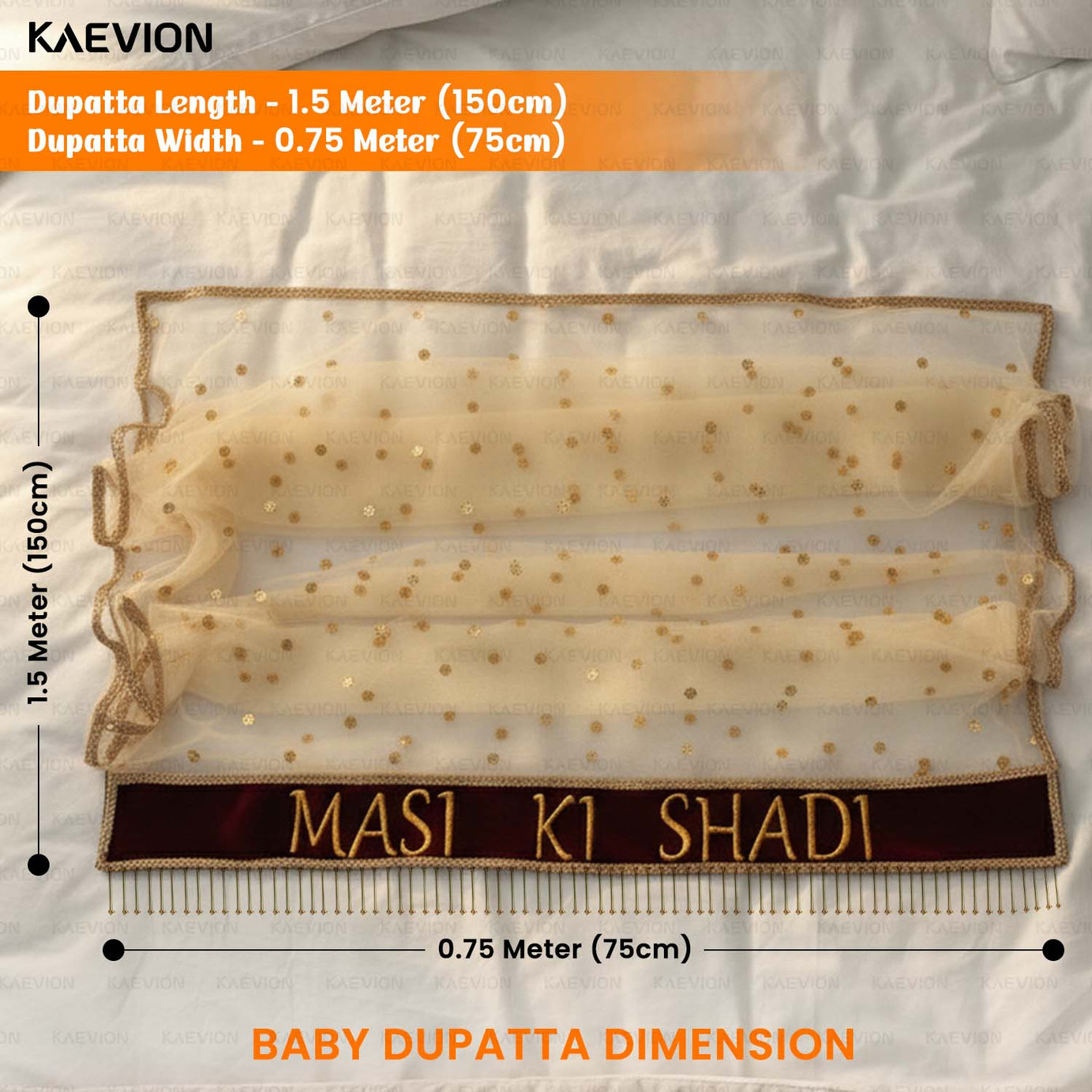 KAEVION Customized Bride Entry Dupatta with Kid’s Entry Dupatta | Name Printed Text Chunni | Hashtag Duppatta for Bride