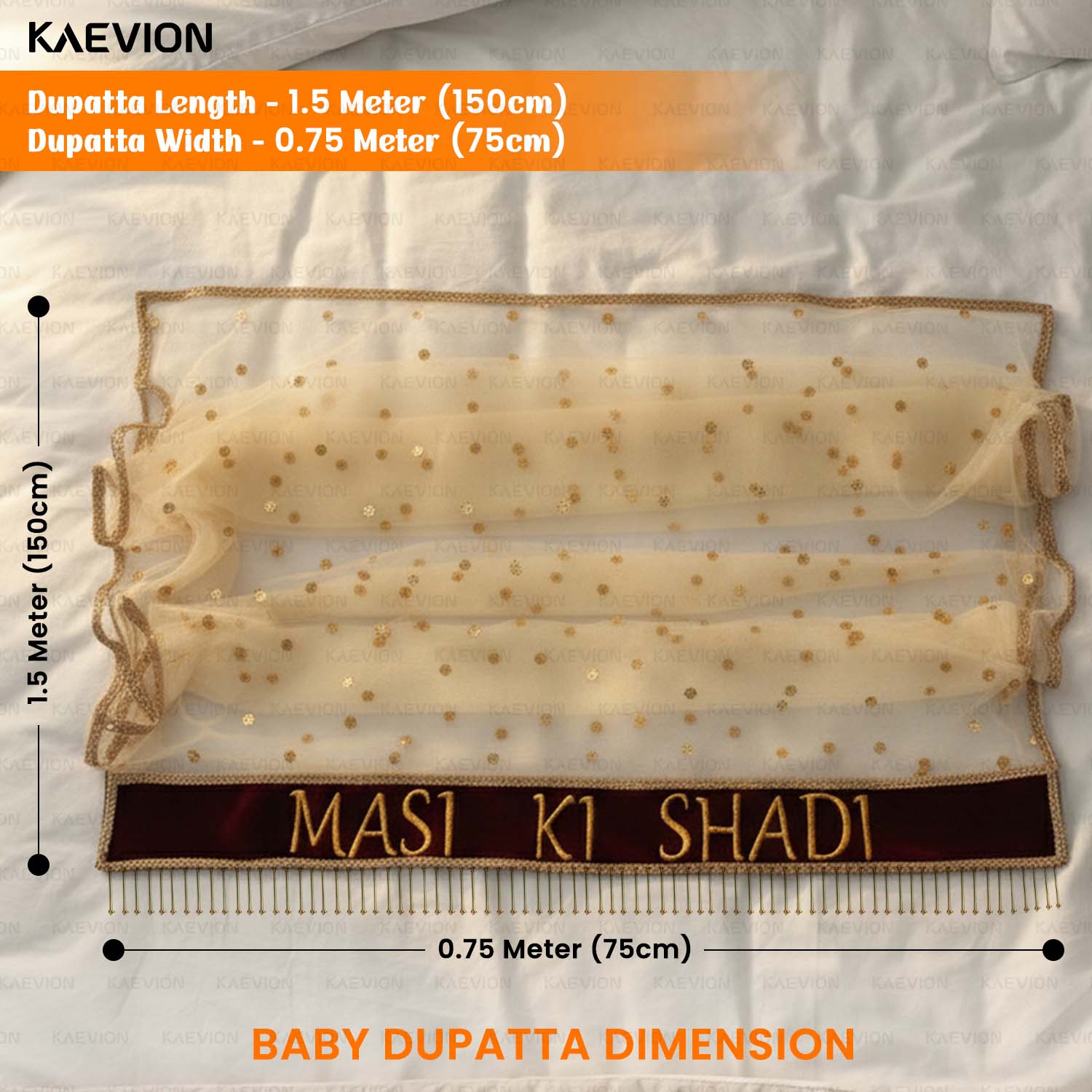 KAEVION Customized Bride Entry Dupatta with Kid’s Entry Dupatta | Name Printed Text Chunni | Hashtag Duppatta for Bride