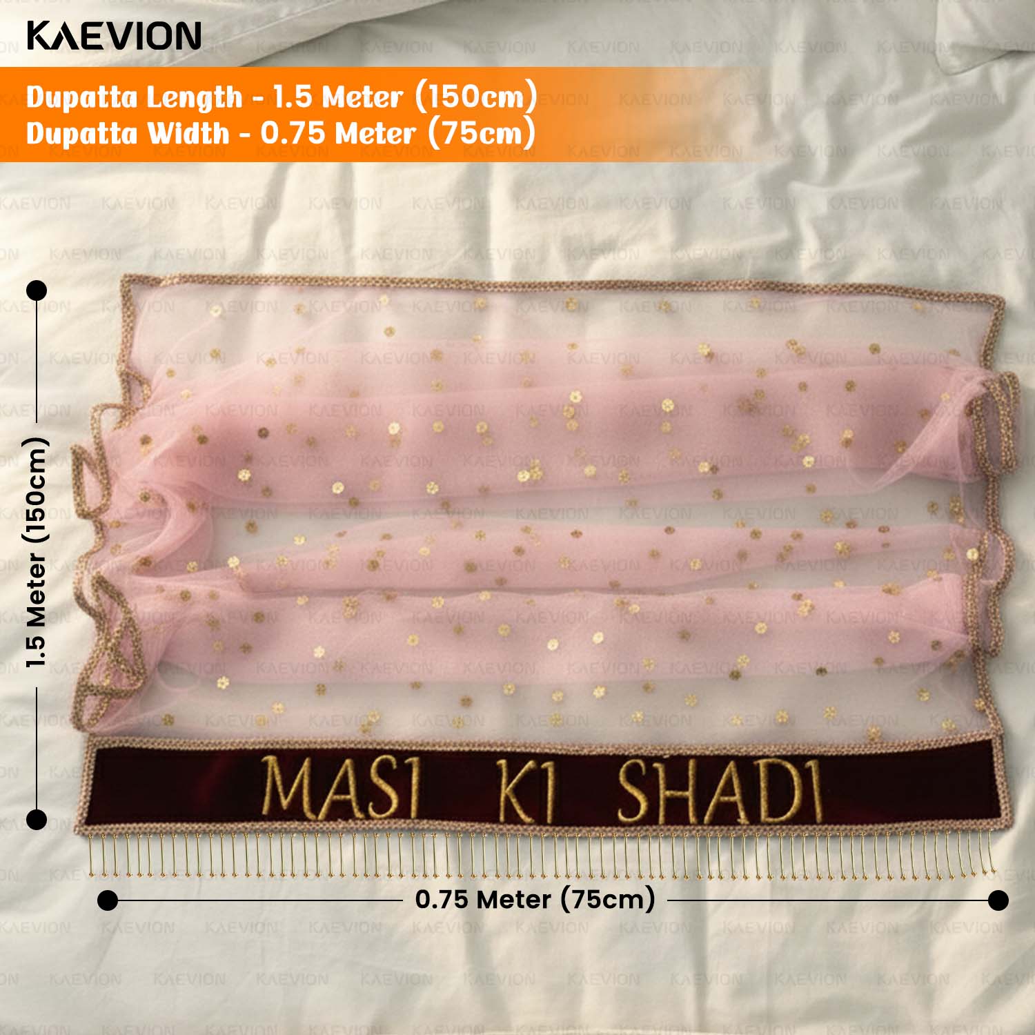 KAEVION Bride and Baby Entry Dupatta | Customized Chunni for Bride’s Photoshoot, Reception and Wedding Functions