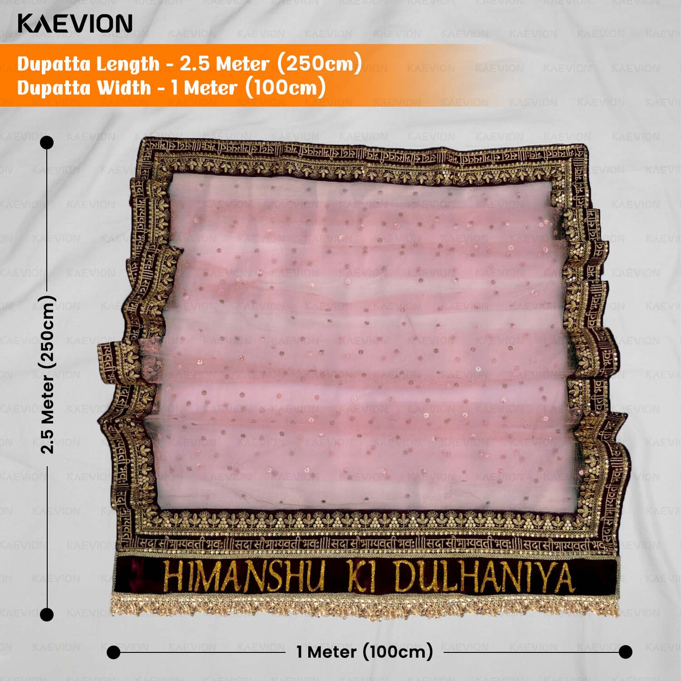 KAEVION Bride and Baby Entry Dupatta | Customized Chunni for Bride’s Photoshoot, Reception and Wedding Functions