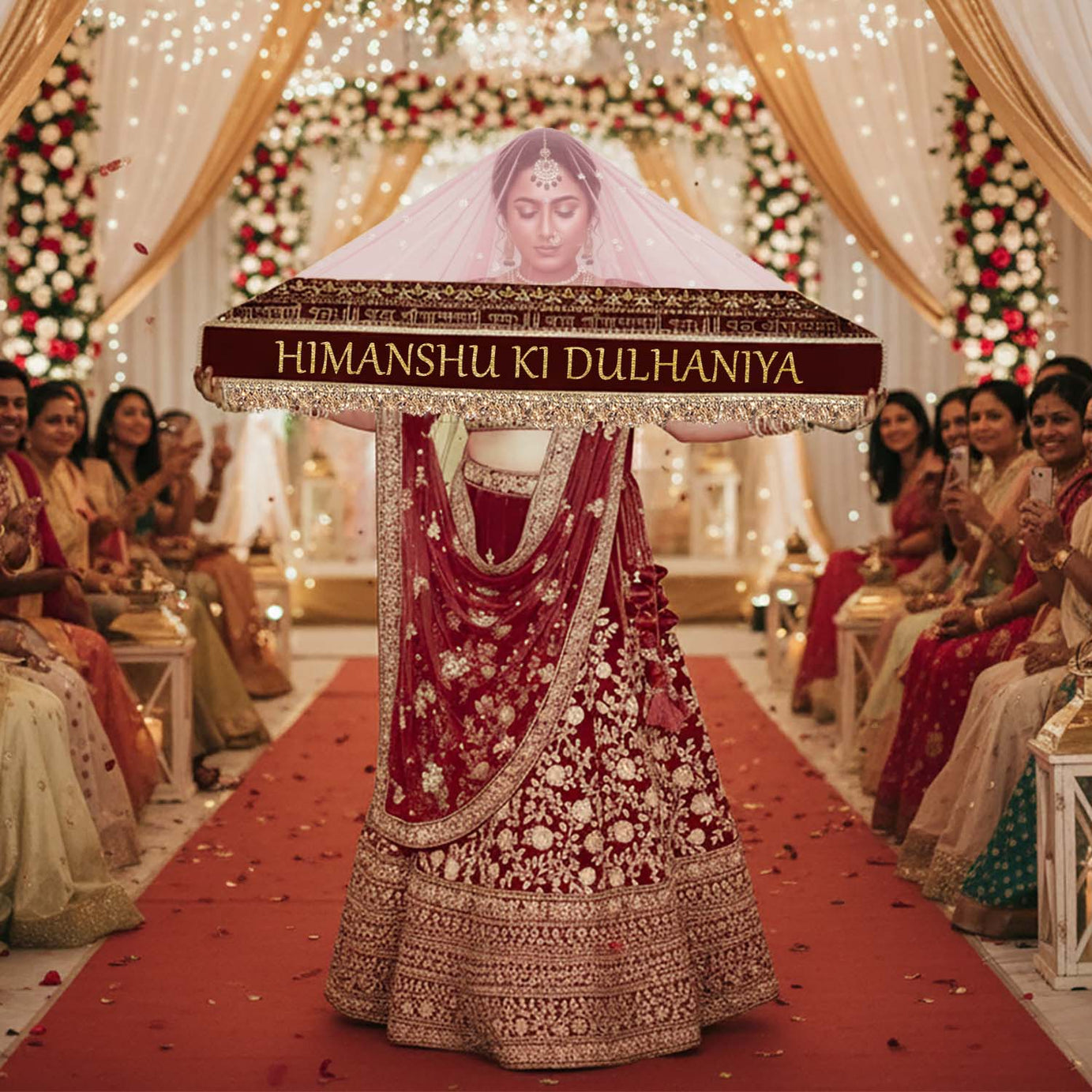 KAEVION Bride and Baby Entry Dupatta | Customized Chunni for Bride’s Photoshoot, Reception and Wedding Functions