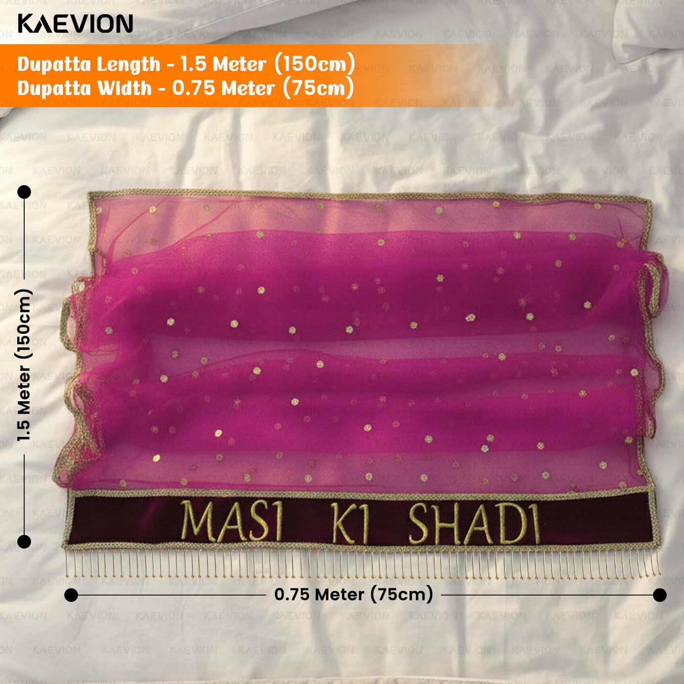 KAEVION Indian Wedding Dupattas | Customized Wedding Gift For Bride | Ethnic Sequins Embroidered Chunni & Children’s Entry Odhni