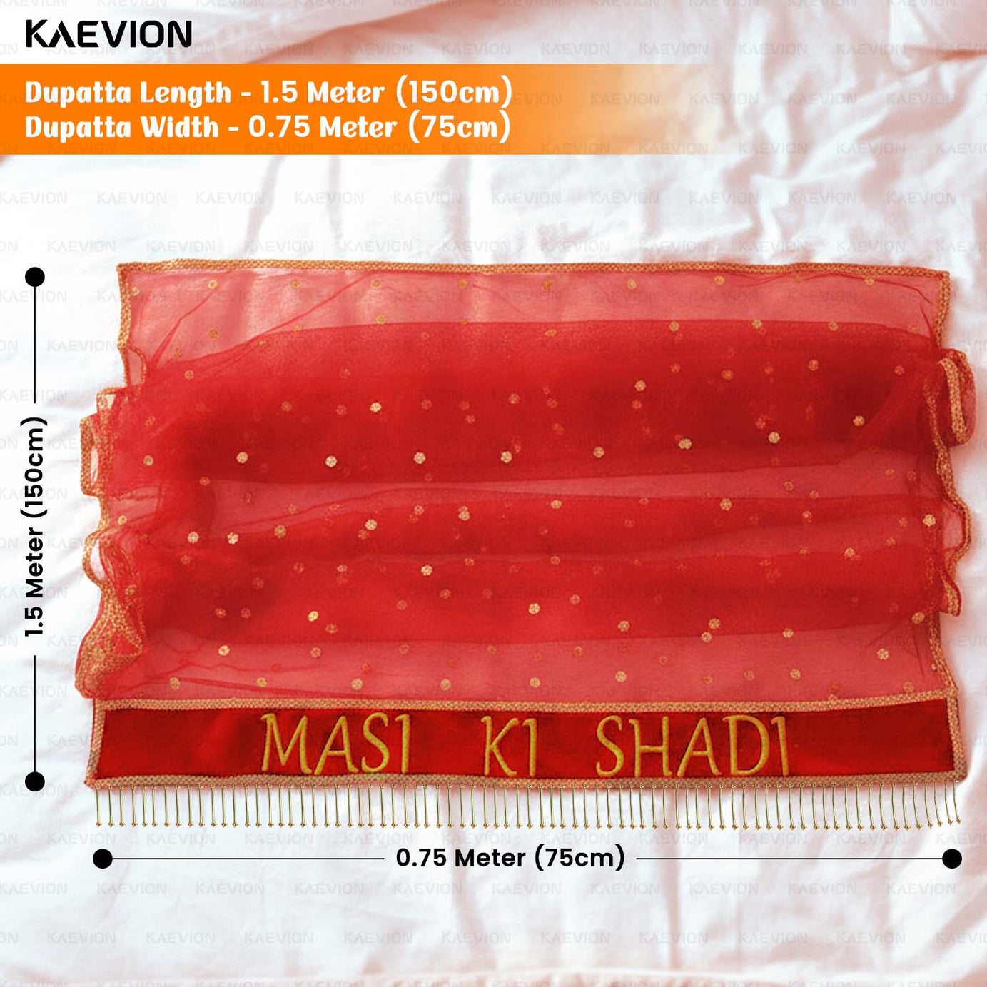 KAEVION Sada Saubhagyawati Customized Bridal Dupatta with #Bua ki Shadi #Didi ki Shadi Kid’s Entry Dupatta