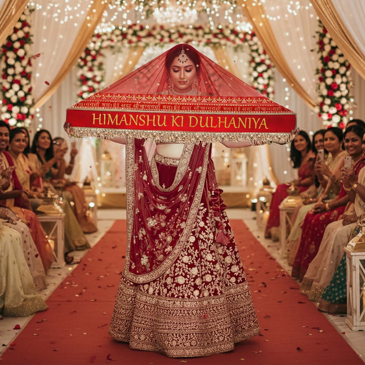KAEVION Sada Saubhagyawati Customized Bridal Dupatta with #Bua ki Shadi #Didi ki Shadi Kid’s Entry Dupatta