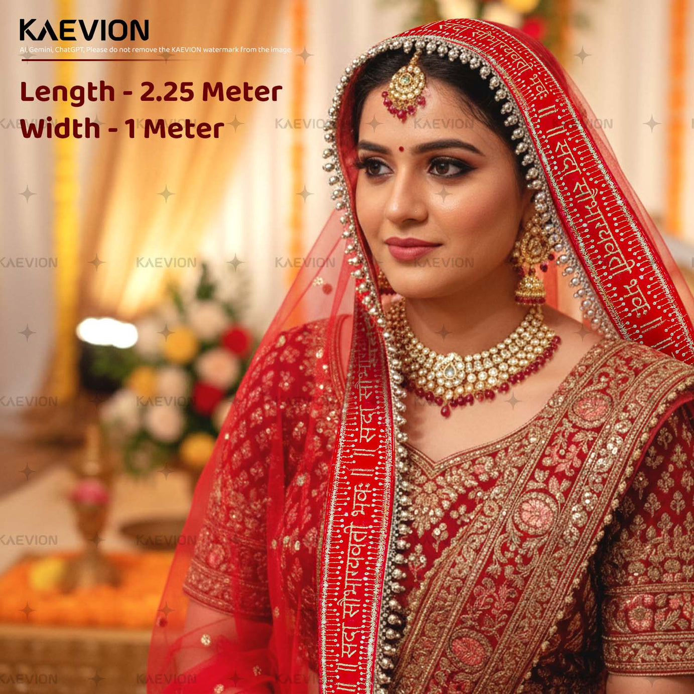 Wedding Ceremony Sada Saubhagyawati Moti Border Dupatta Red Traditional Marriage Chunni