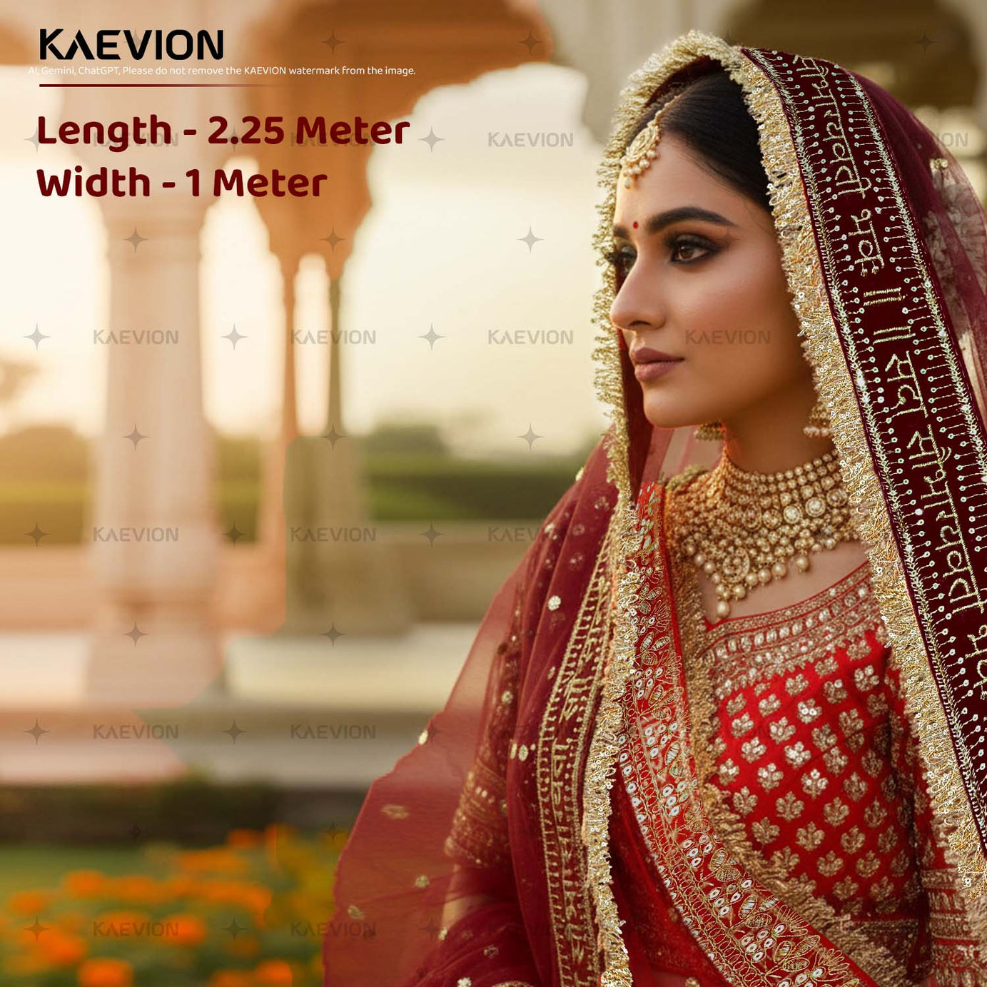 Kaevion Sada Saubhagyawati Bhawa Pooja Dupatta | Kiran Sequins Border Maroon Chunni for Griha Pravesh