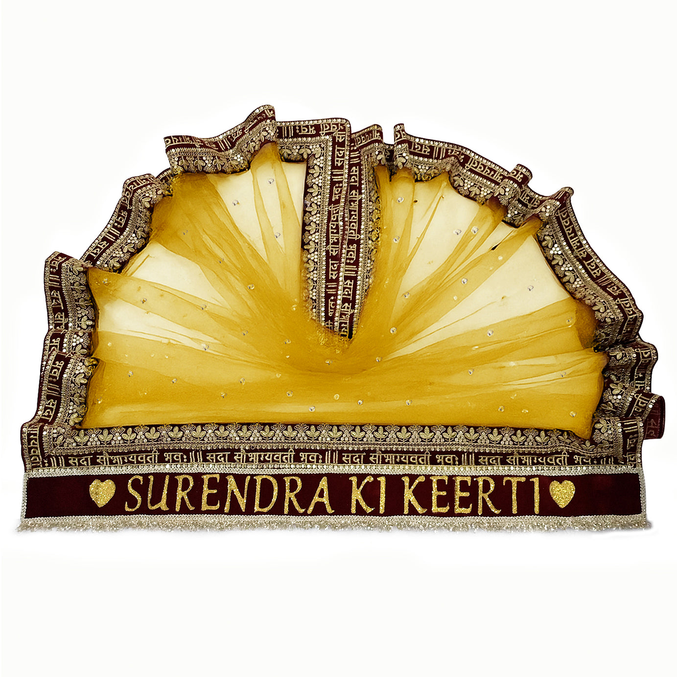 KAEVION 2.5 Meter Net Bridal Entry Dupatta with Dulha Dulhan Name and Sada Saubhagyavati Bhav Border with Sequins Lace | Dulhan Entry Customised Name Dupatta for Wedding, Marriage and Reception