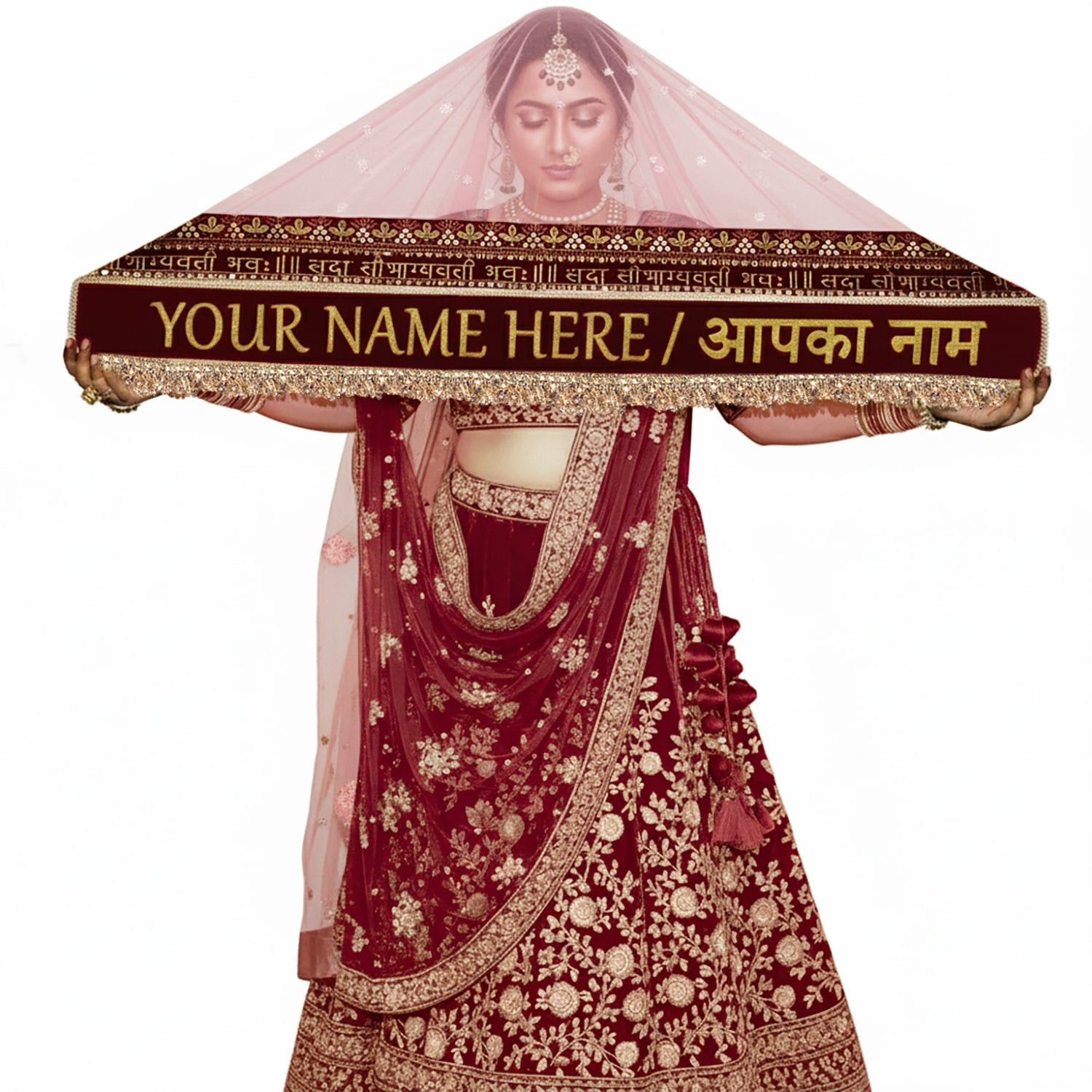 Kaevion Women Bridal Dupatta for Wedding Women's Net Dupatta | Dulhan Entry Chunni | Sada Saubhagyawati Dupatta for Bride Entry