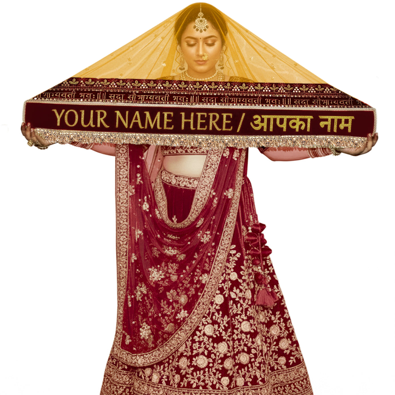 Kaevion Women’s Sada Saubhagyawati Dupatta | Customized Heavy Embroidery Dupatta with Kiran Sequins Lace, Modern Elegant Entry Chunni