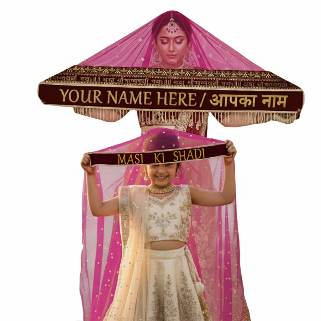 KAEVION Sada Saubhagyawati Dupatta with Kid’s Entry Chunni | Bride and Kid’s Dupatta Set | Bridal Dupatta Set with बुआ की शादी का दुपट्टा