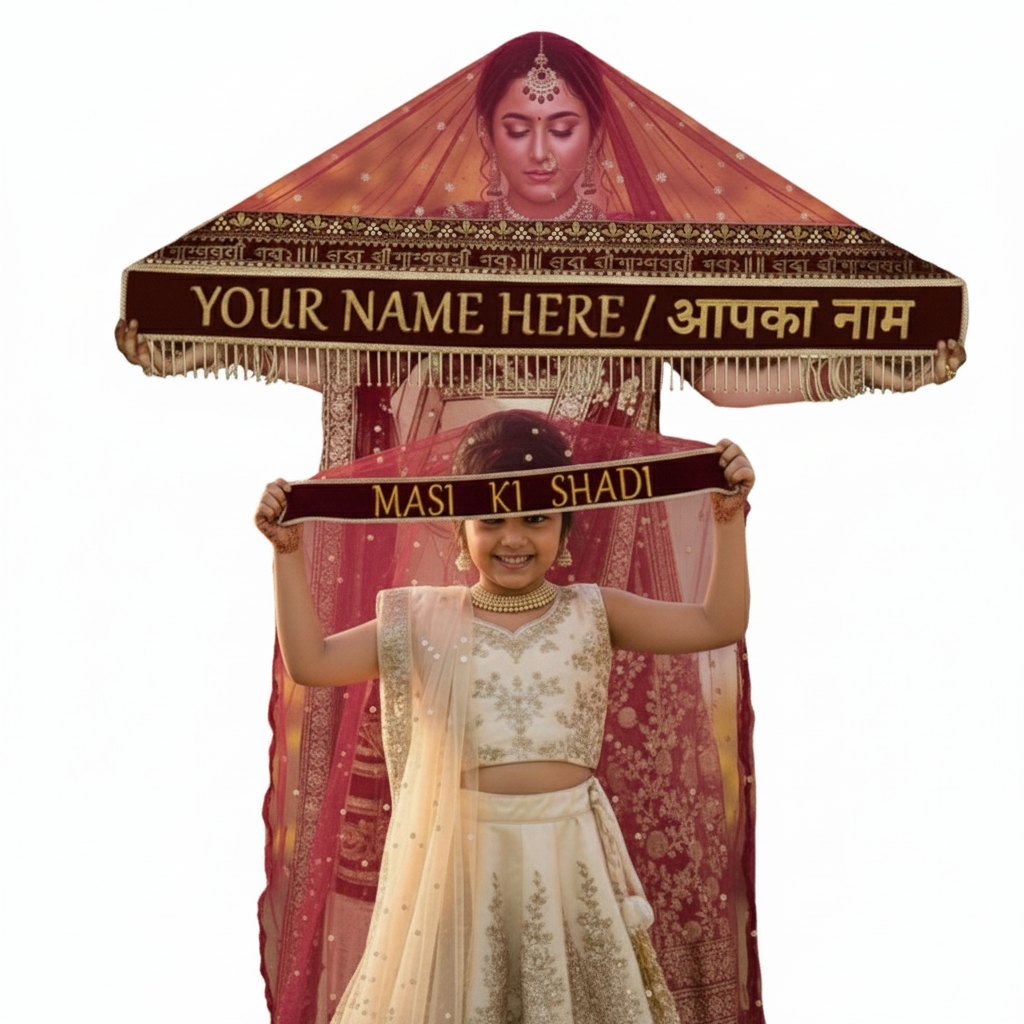 KAEVION Sada Saubhagyawati Dupatta with Kid’s Entry Chunni | Bride and Kid’s Dupatta Set | Bridal Dupatta Set with बुआ की शादी का दुपट्टा