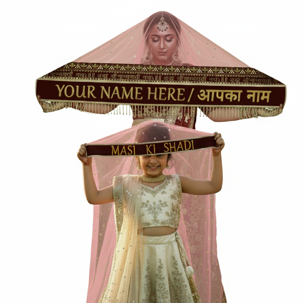 KAEVION Sada Saubhagyawati Dupatta with Kid’s Entry Chunni | Bride and Kid’s Dupatta Set | Bridal Dupatta Set with बुआ की शादी का दुपट्टा