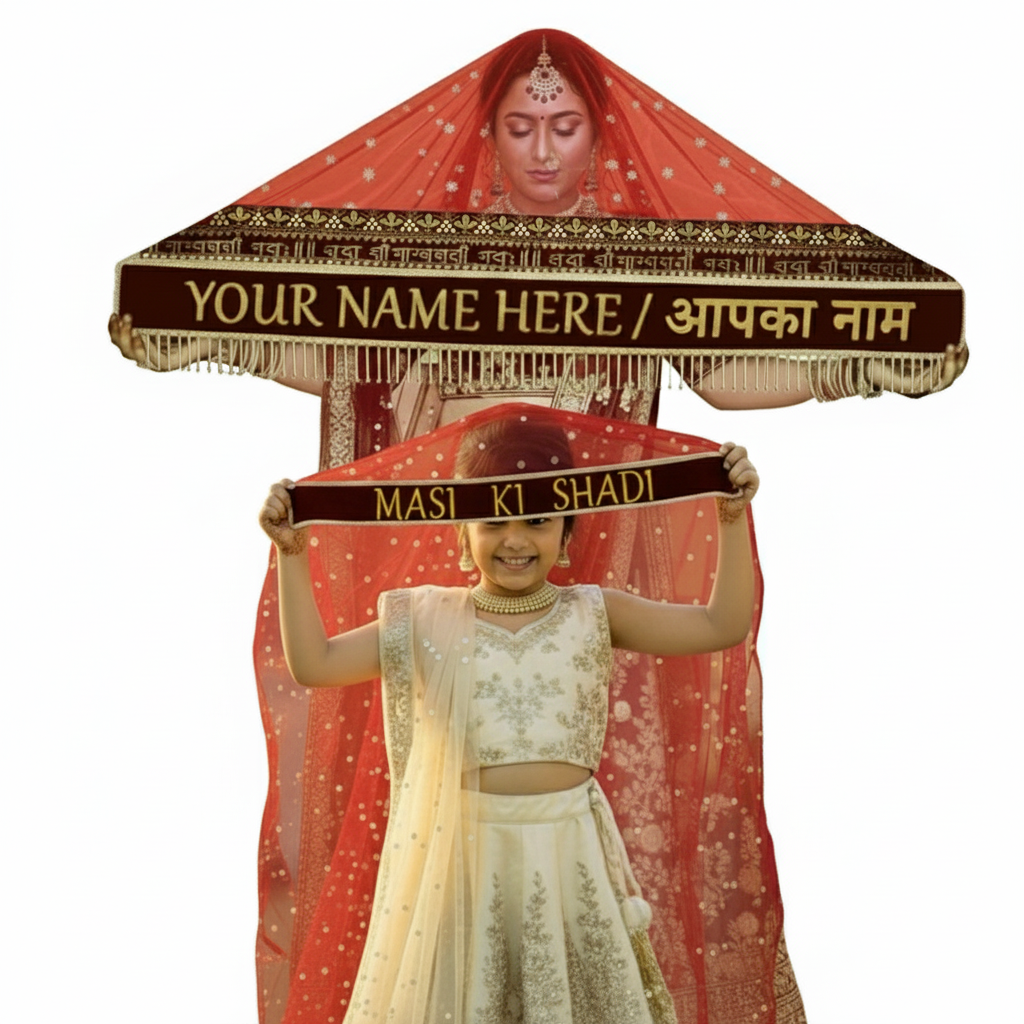 KAEVION Sada Saubhagyawati Dupatta with Kid’s Entry Chunni | Bride and Kid’s Dupatta Set | Bridal Dupatta Set with बुआ की शादी का दुपट्टा