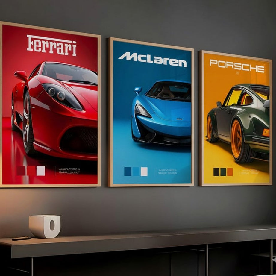 Kaevion Car Paintings, Wall Posters, Wall Art Frames, Abstract Wall Hangings Paintings, Modern Interior Decor, Gift for Car Lovers