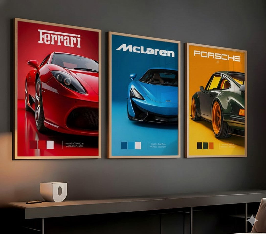 Kaevion Car Paintings, Wall Posters, Wall Art Frames, Abstract Wall Hangings Paintings, Modern Interior Decor, Gift for Car Lovers