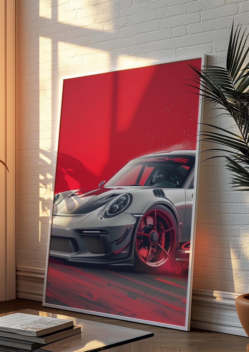 KAEVION Aesthetic Car Models Matte Wall Frame, Wall Art Paintings for Hallways, Framed Art Set of 3