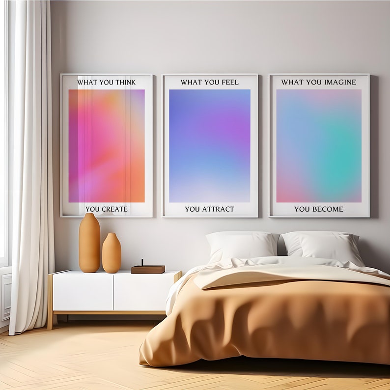 KAEVION Manifestation Positive Affirmations Wall Art Frames, Motivational Wall Hangings, Modern Wall Decorative Accessories, Positive Posters for Wall Decorations, Home, Office, Study Room, Library, Music Room, Studio - Set of 3