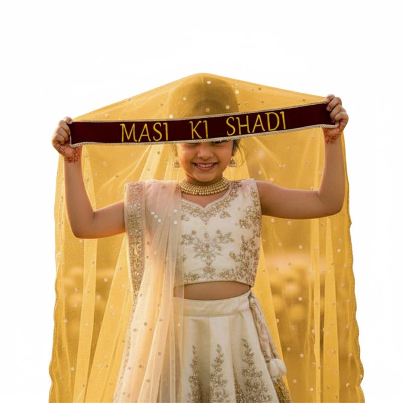 Kaevion Masi Ki Shadi Dupatta/Bua Ki Shadi Chunni/Didi Ki Shadi Odhni/ Beautiful Entry Dupatta for Kid’s