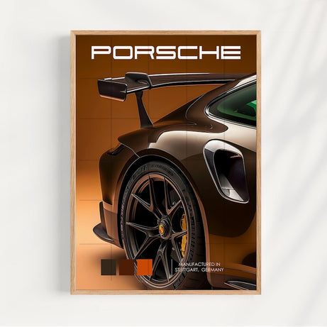 Kaevion Sports Car Wall Frames, 911 Car Model Wall Decor, Wall Art for Automotive Companies, telecom Companies, Car Showrooms- Set of 3 (Tuscan Brown)