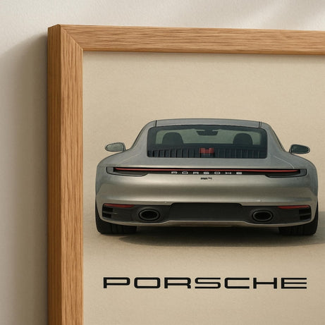 Kaevion Matte Wall Frames, Car Poster Frame for Wall Decor, Wall Hanging Artwork Porsche for Home, Bedroom, Living Room, Big Porsche, Gift Items for Boys