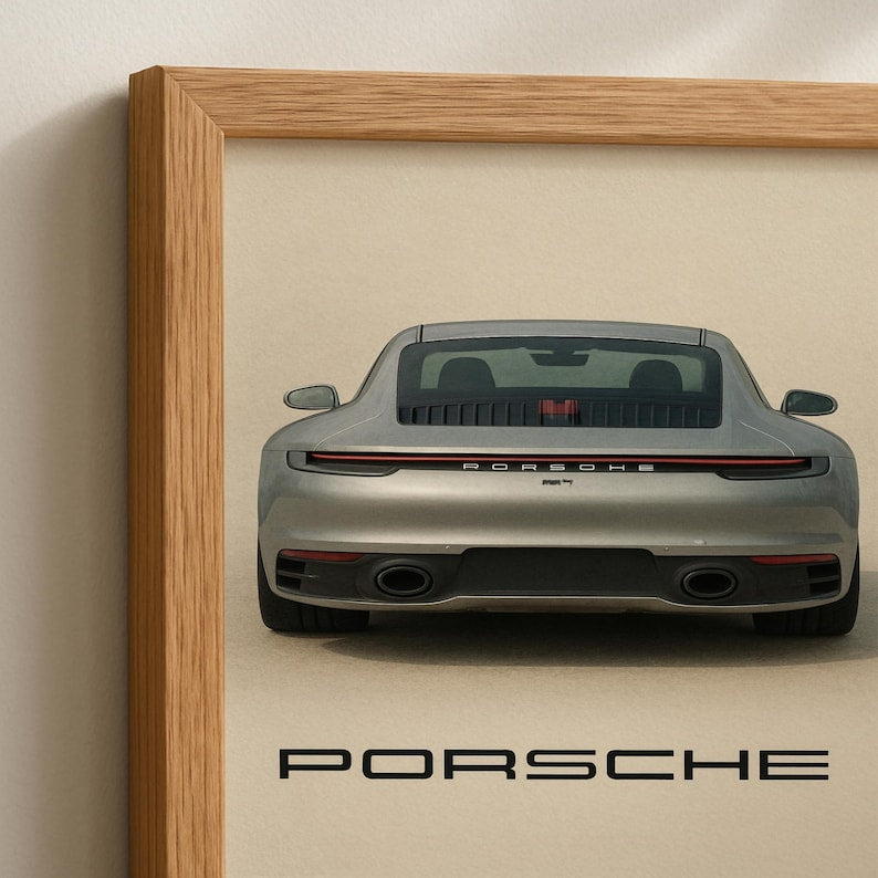 Kaevion Matte Wall Frames, Car Poster Frame for Wall Decor, Wall Hanging Artwork Porsche for Home, Bedroom, Living Room, Big Porsche, Gift Items for Boys