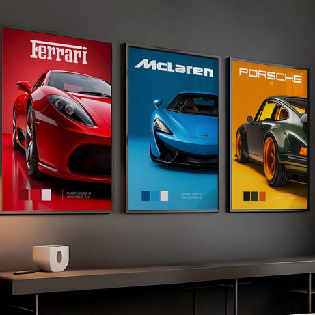 Kaevion Car Paintings, Wall Posters, Wall Art Frames, Abstract Wall Hangings Paintings, Modern Interior Decor, Gift for Car Lovers